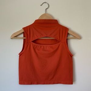 Cutout Mock Neck Crop Top Tank Top